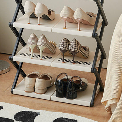 5 Tier Folding Shoe Rack Simple Shoe Storage Organizer for Home and Closet Use