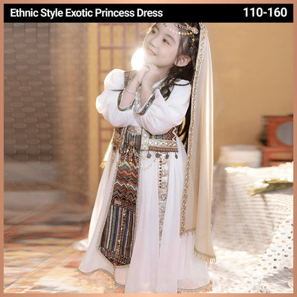 Summer Hanfu Girls Princess Dress Ethnic Style Colourful Dancewear Costume