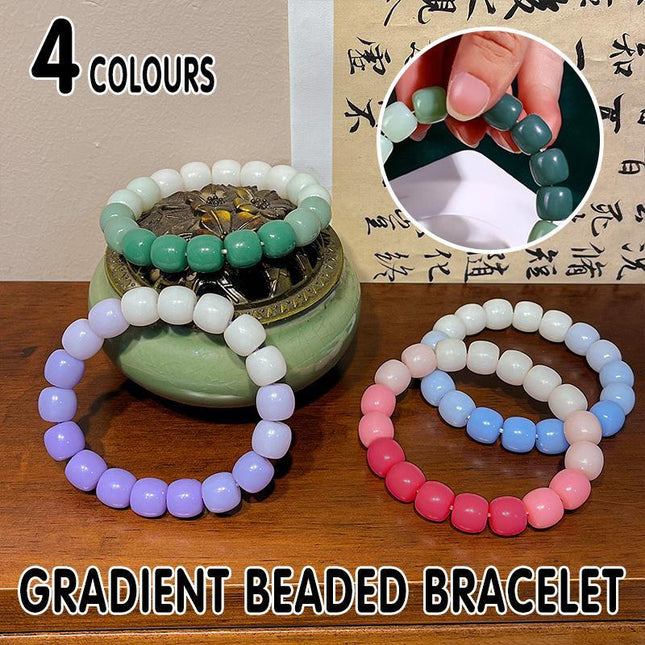 Lucky Gradient Beads Bracelet Elastic Couple Women Friends Gift Fashion - Aimall