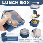 Blue Double Layer Salad Box Bento Box Lunch Box with Compartments for Food