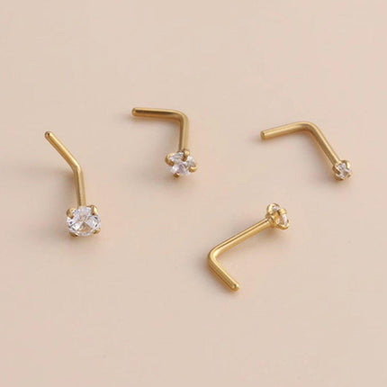 Stainless Steel Nosepiece with Gold Nose Stud Stylish Piercing Jewellery Women