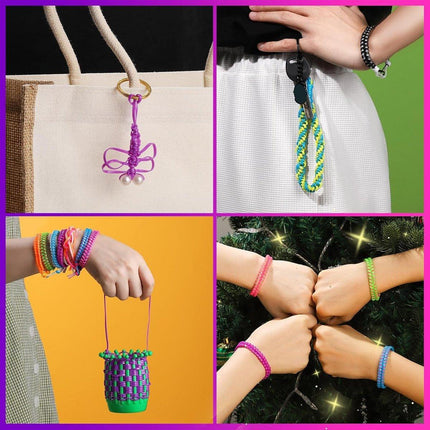 200pcs Colourful 1M PVC Braided Rope DIY Craft Cord for Bracelet Making Supplies