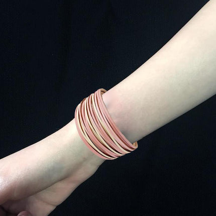 Multiple Gradient Leather Wristband Bracelet Bangle Magnetic Clasp Bracelet - Aimall