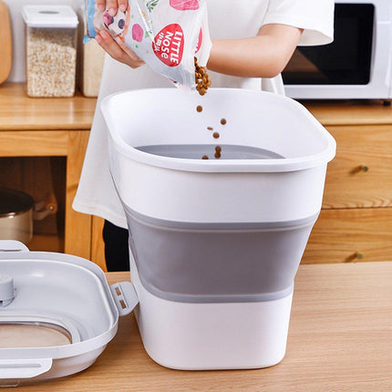 Folding Rice Flour Grain Bucket Moisture Insect Proof Large Storage Pet Dog - Aimall