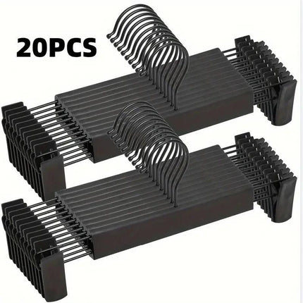 20pcs Black Plastic Pants Hanger Trousers Clips Durable Non Slip Clothes Hanger