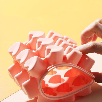 21 Grids Pink and Blue Heart Shaped Silicone Cube Tray Food Grade Ice Block Mold