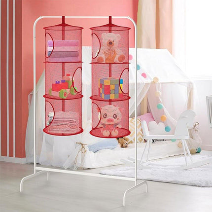 Foldable Clothes Drying Basket Three-layer Hanging Storage Breathable Organizer