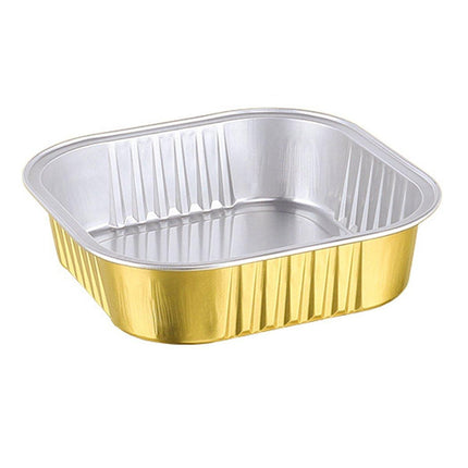 50 PCS Thickened Foil Box with Plastic Lid Rectangular Aluminum Foil