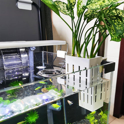 Hydroponic Plant Storage Rack Fish Tank Decoration Square Aquarium Basket Holder