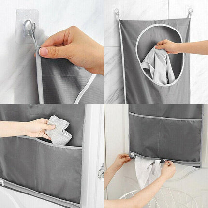Hanging Laundry Bag Over Door Clothes Washing Storage Basket Foldable Hamper Ordinary - Aimall