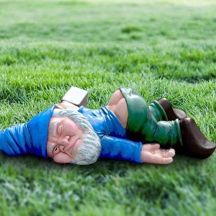 Funny Drunk Dwarf Garden Gnome Decor Yard Patio Ornament Rude Passed Out Statue - Aimall