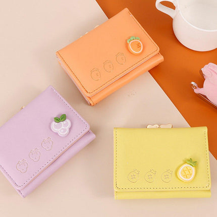 Cute Fruit Folding Wallet Ladies Mini Cartoon Money Clip Small Coin Purse Holder