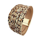 Multiple Gradient Leather Wristband Bracelet Bangle Magnetic Clasp Bracelet - Aimall
