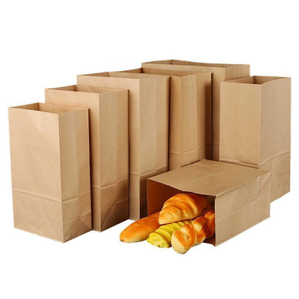 500PCS Kraft Food Paper Bags Brown Flat Bottom Lunch Bags Party Favour Bag - Aimall