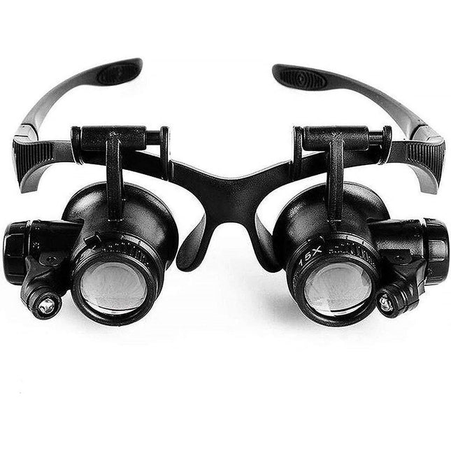 HD Plastic Magnifying Lens Double Glasses With Light For Jewelry Clock Repair