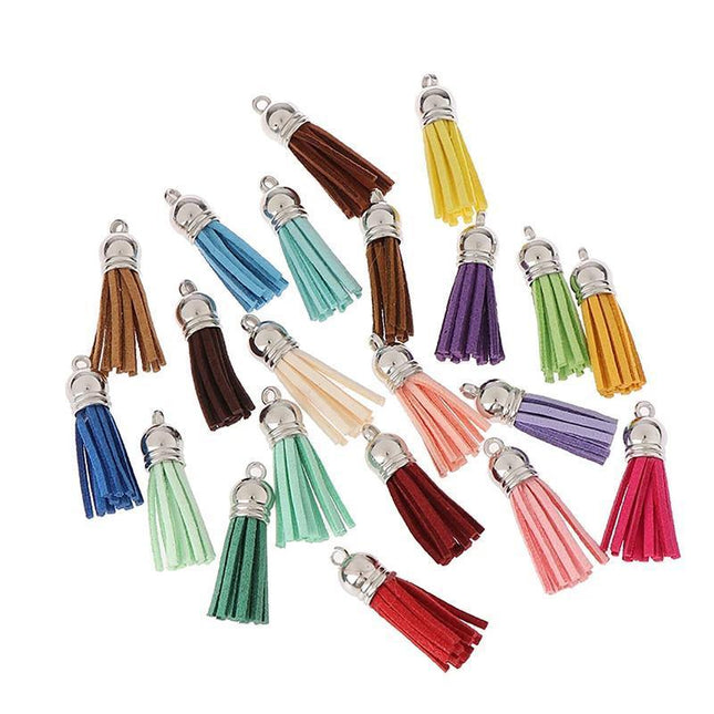50X Leather Key Chain Ring Tassel Pendants Bulk Mixed DIY Crafts Jewelry Making - Aimall