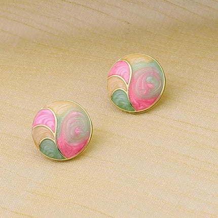925 Silver Retro Geometry Oil Painting Color Mixing Dangle Earrings Jewlery Gift - Aimall