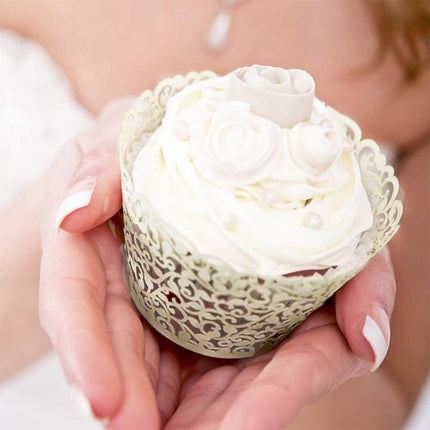 25x Laser Cut Cupcake Wrappers Filigree Case Wedding Baby Party Many Colour - Aimall