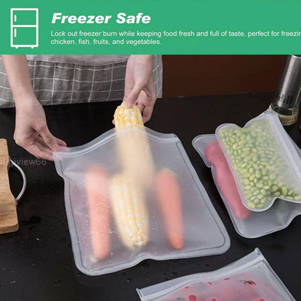 10-40PCS PEVA Silicone Food Storage Bags Reusable Zip Lock Pouch Fresh Sealer - Aimall