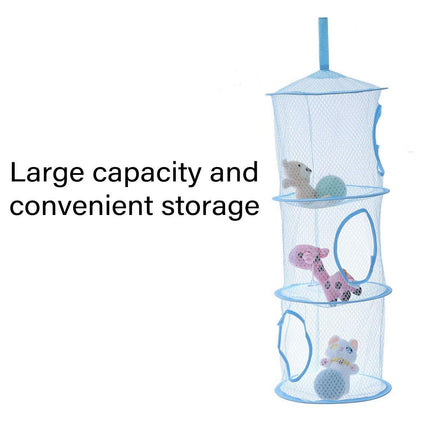 Foldable Clothes Drying Basket Three-layer Hanging Storage Breathable Organizer