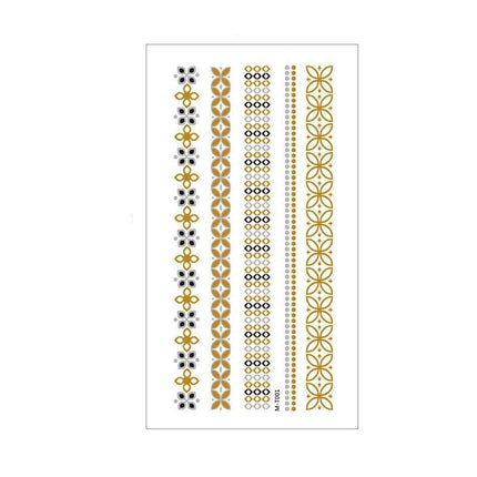 Women Lady Metallic gold silver color boho arm Body Temporary Tattoo Sticker Art - Aimall