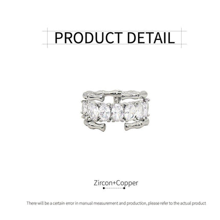 Zircon Ring Bamboo Joint Design Adjustable Fashion Jewelry Finger Band
