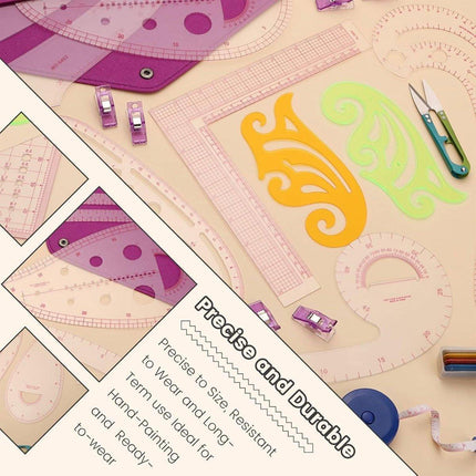 17pcs Sewing Ruler Set Garment Curve Ruler Pattern Making Drawing Tool Kit
