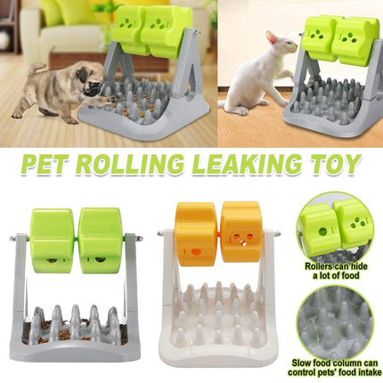 Roller Type Leaky Slow Food Toy Automatic Feeders for Dogs Interactive Playtime