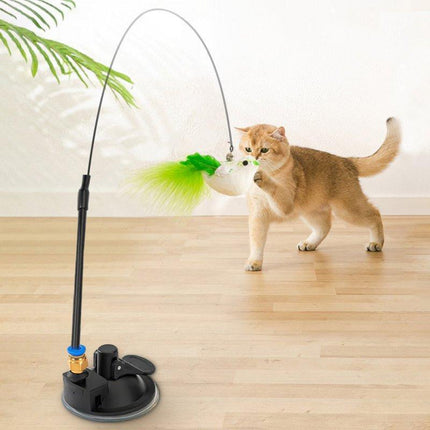 Cat Play Toy Simulation Birds Teaser Wand Interactive Stick with Suction Cup AU - Aimall