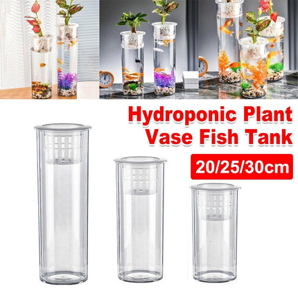 Hydroponic Plant Vase Cylindrical Straight Design Fish Tank for Home Decor