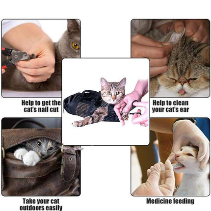 Cat Grooming Restraint Bag Pet Bath Wash Bags Nail Trimming Anti Scratch - Aimall