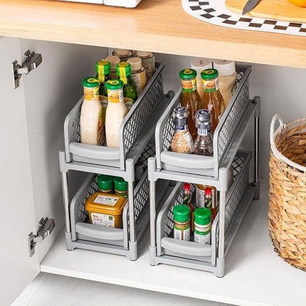 Bathroom Kitchen Sink Storage Rack Drawer Plastic Shelf Seasoning Holder
