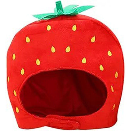 Adorable Plush Strawberry Hat Costume Headgear for Pets and Fun Photo Props