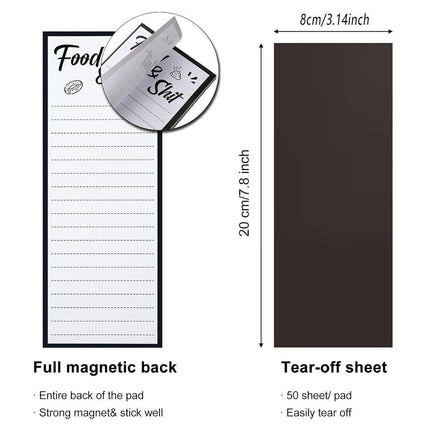 4 Pack Fridge Memo Pads with Pen Clips and Sticky Notepad Sheets 50 Pages