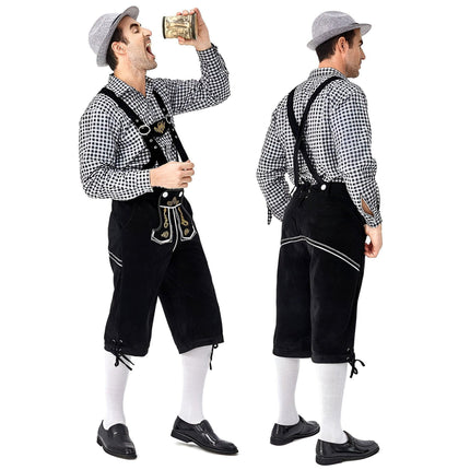 Oktoberfest Mens Lederhosen Costume Bavarian German Beer Embroidered Outfit - Aimall