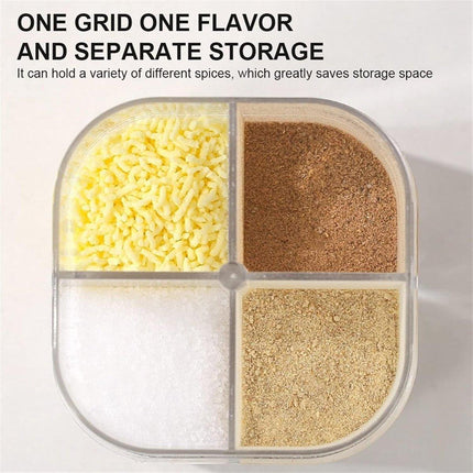 4X 4 in1 Seasoning Jar 4 Compartment Spice Storage Box Kitchen Organisation Case
