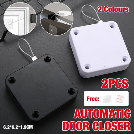 2x Punch-free Automatic Door Closer Sensor Auto for Home Kitchen Door Security - Aimall