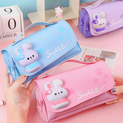 Functional Pencil Case Stationery Bag Pen Holder Storage Organizer for School