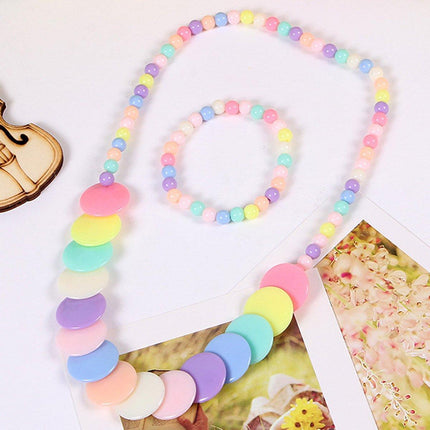 20pcs Candy Colour Bead Necklace and Bracelet Set for Dress-up and Party Accessories