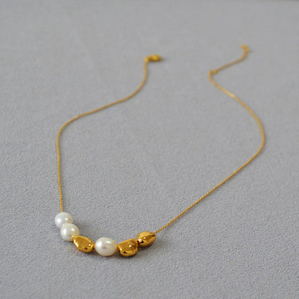 Simple Irregular Freshwater Pearl Necklace and Bracelet Set Elegant Women