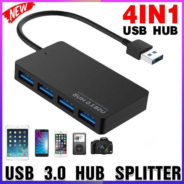 Multi USB 3.0 Hub 4 Port High Speed Slim Compact Expansion Smart Splitter OZ - Aimall