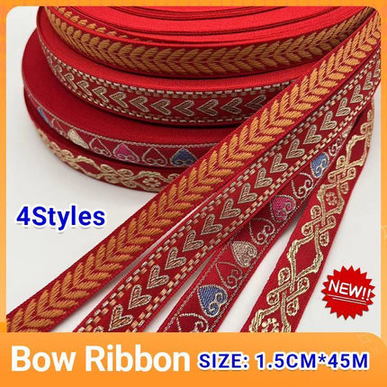 1.5CM*45M Geometric Woven Ribbon Trim in 4 Styles - Aimall