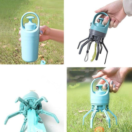 Portable Pet Waste Pick-up Shovel Six-claw Excrement Clip with Bag Dispenser