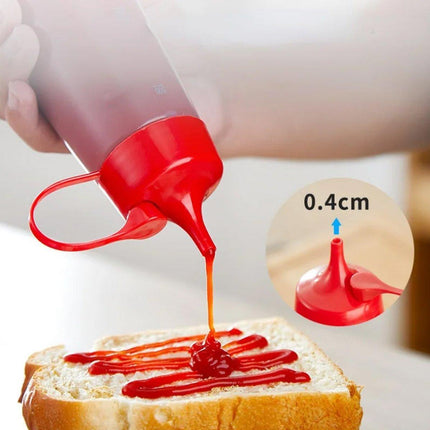 5PCS 300ml Wide Mouth Sauce Squeeze Bottle Large Capacity Plastic Dispenser Set