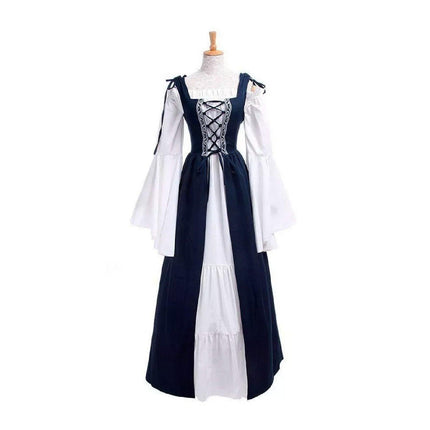 Halloween Costume Amazon Explosions European And American Square Collar Bundle Waist Medieval Renaissance Retro Dress