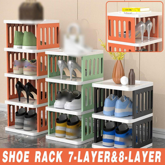 7/8 Tier Shoe Rack Multi Layer Foldable Plastic Home Doorway Storage Organizer
