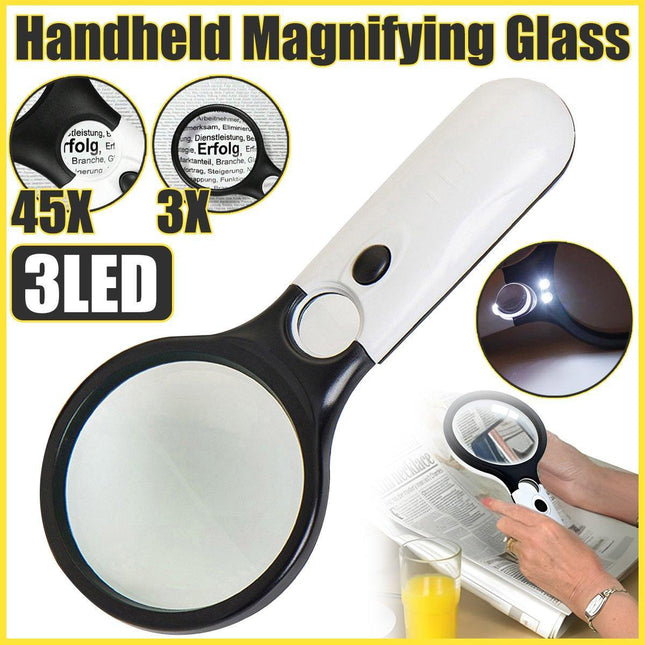45X Magnifying Glass Magnifier Handheld Loupe Reading Optical Clarity With Light