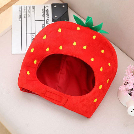 Adorable Plush Strawberry Hat Costume Headgear for Pets and Fun Photo Props