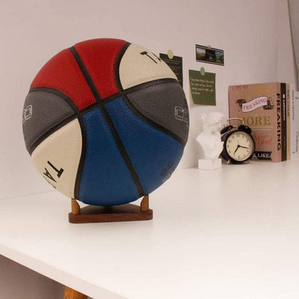 Wooden Triangular Stand Ball Storage Rack Basketball Football Holder Display