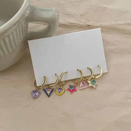 Colourful Geometric Earrings Glazed Zircon Fashion Dangle Sweet Jewelry